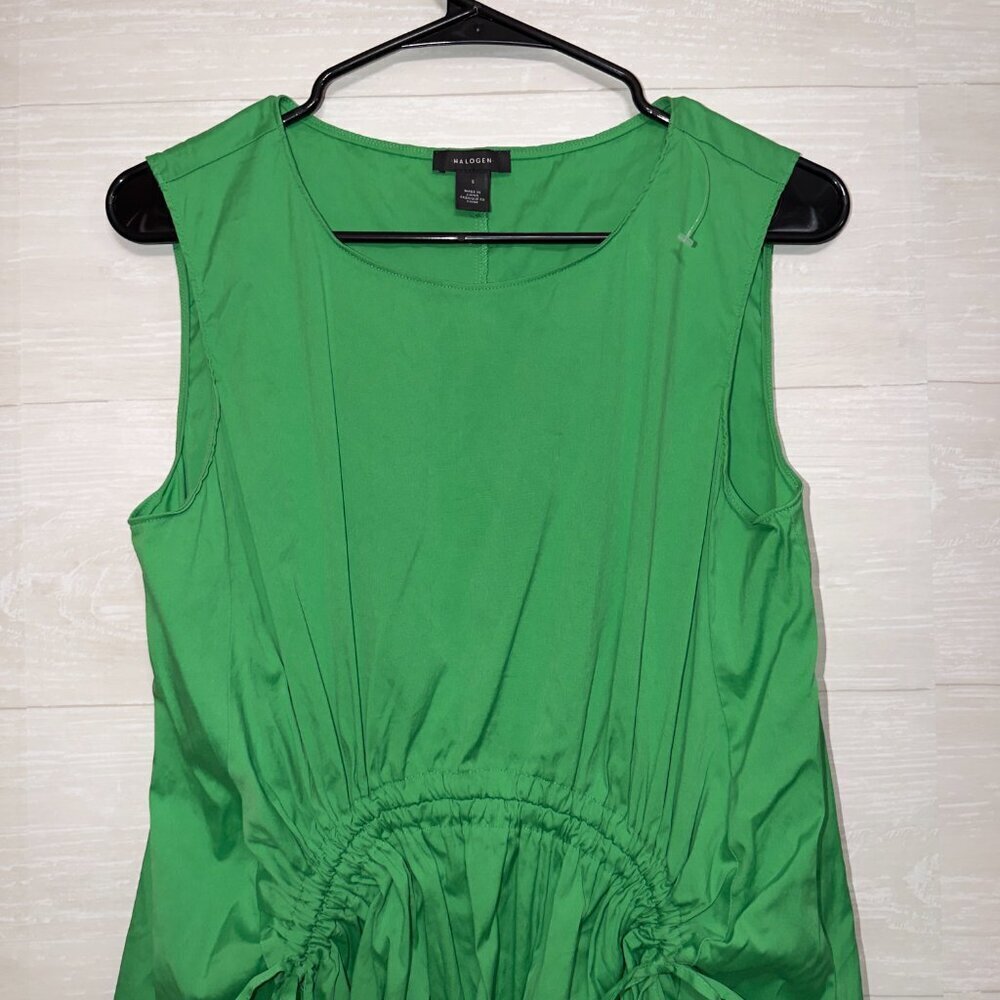 Halogen Green Sleeveless Tie Waist Midi Dress Casual Size Small - Picture 3 of 6